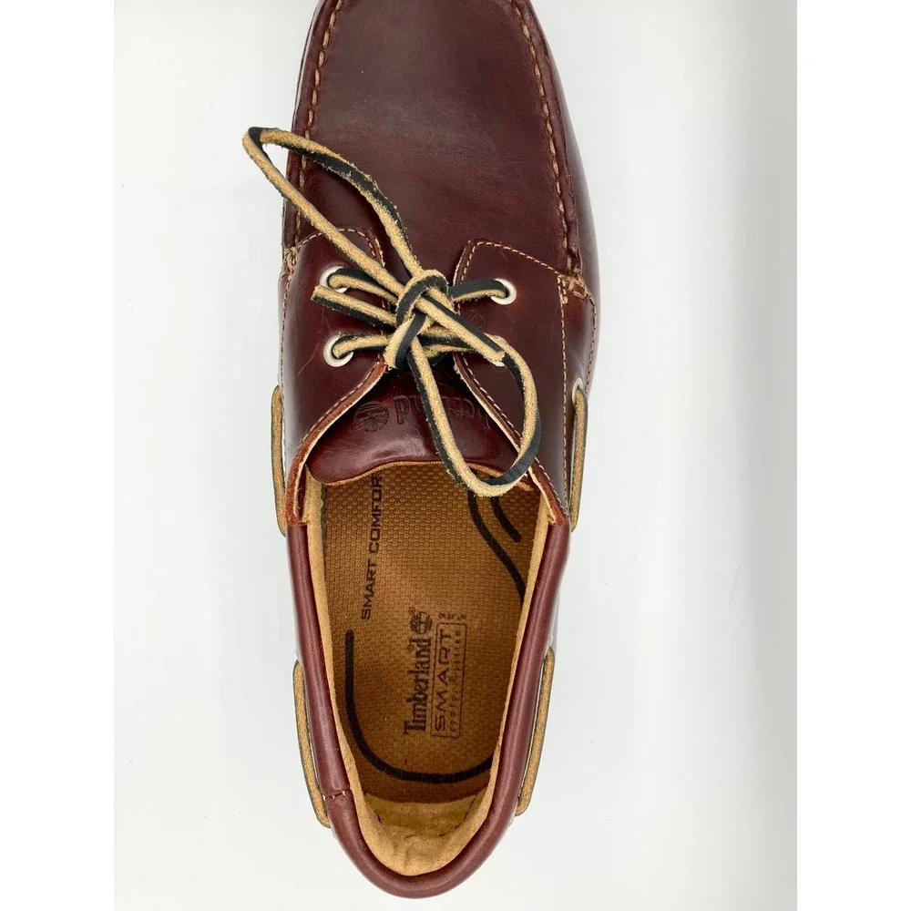 Timberland Mens Smart Comfort Burgundy Leather Boat Shoes Loafers